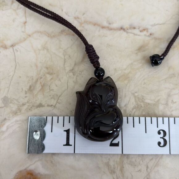 NEW! Ice Obsidian/Fluorite Fox Necklace Healing Pendant Protection Amulet Charm - Picture 9 of 11